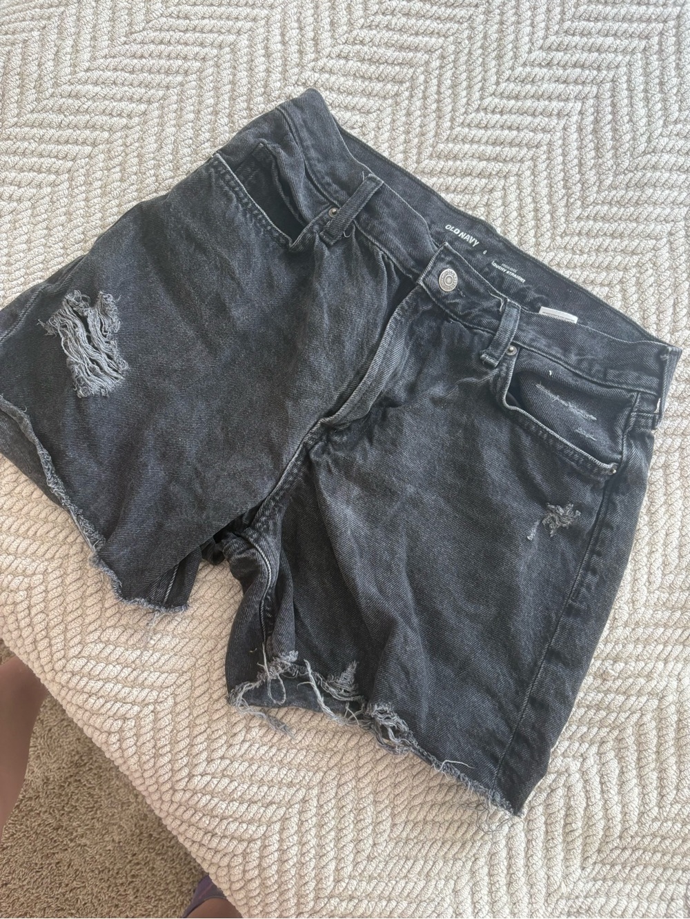 Old Navy Black Washed Distressed Jean Shorts